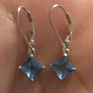 Silver Earrings with Soft Blue Crystals